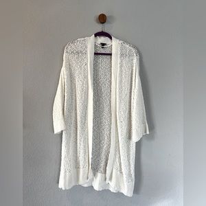 Torrid. 2. Long white loose knit cardigan.